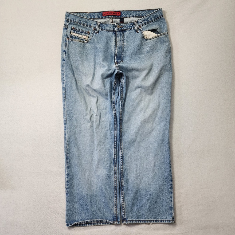 Vintage Y2k US Polo Ralph Lauren Assn Baggy Jeans Mens 38x30 Blue  Skater Grunge - Picture 3 of 13